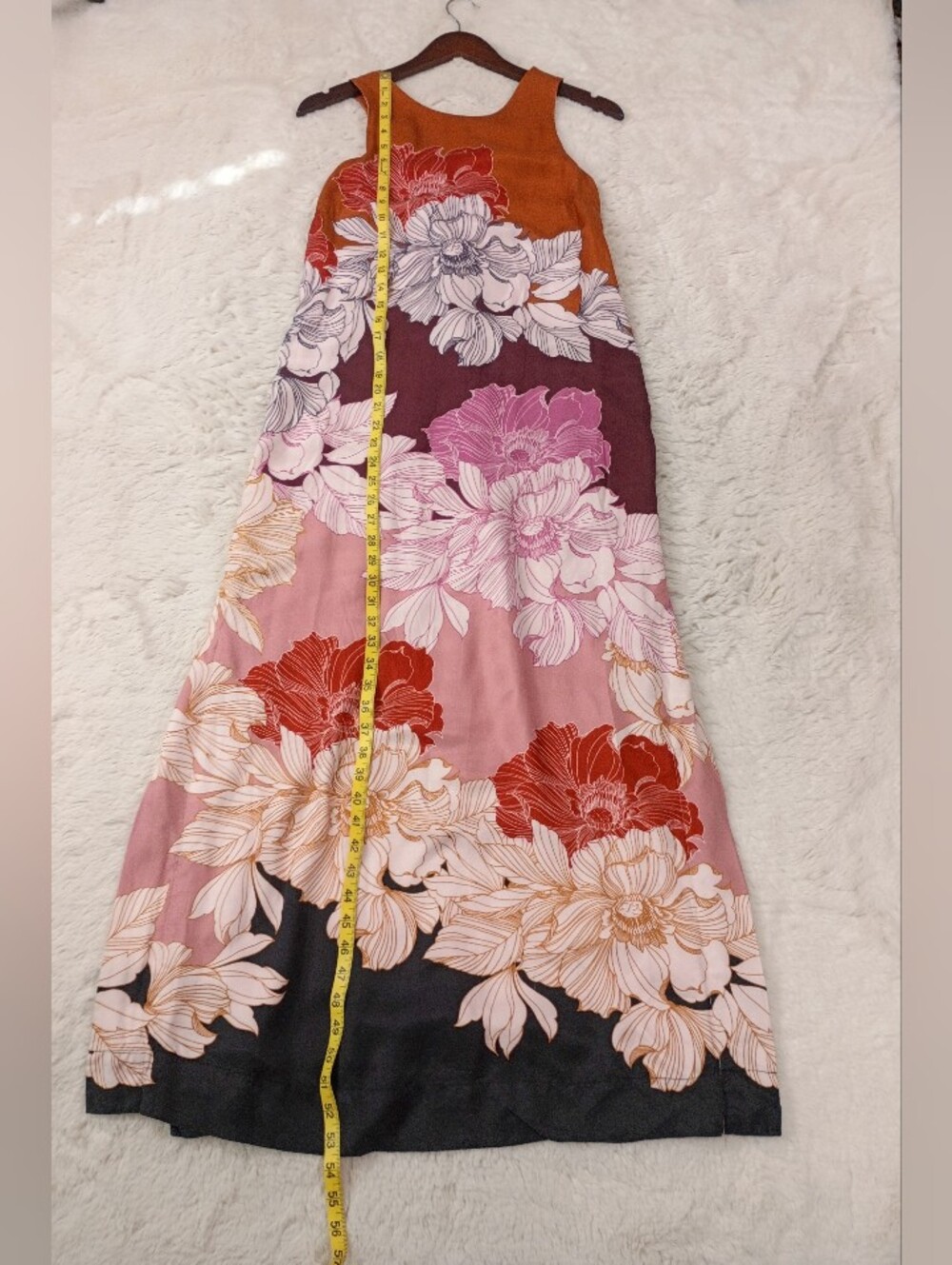 Anthropologie Maeve Floral Twist Back Maxi Dress - Orange Multi Colorblock - XS - Picture 6 of 10